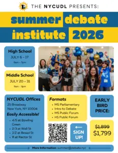 2026 NYCUDL Summer Debate Institute Registration Is Open