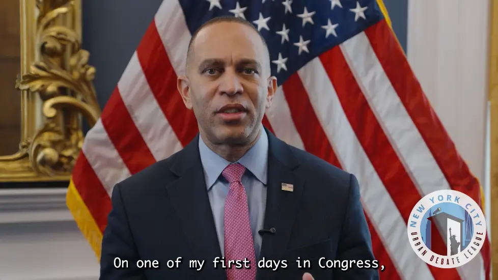 Leader Hakeem Jeffries Addresses NYCUDL Debaters